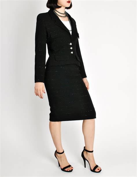 chanel black vintage suit|vintage chanel suit for sale.